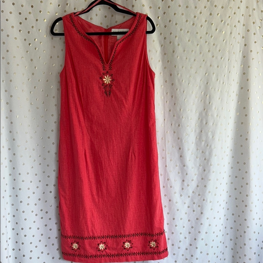 Sag Harbor Red Embroidered Midi Dress